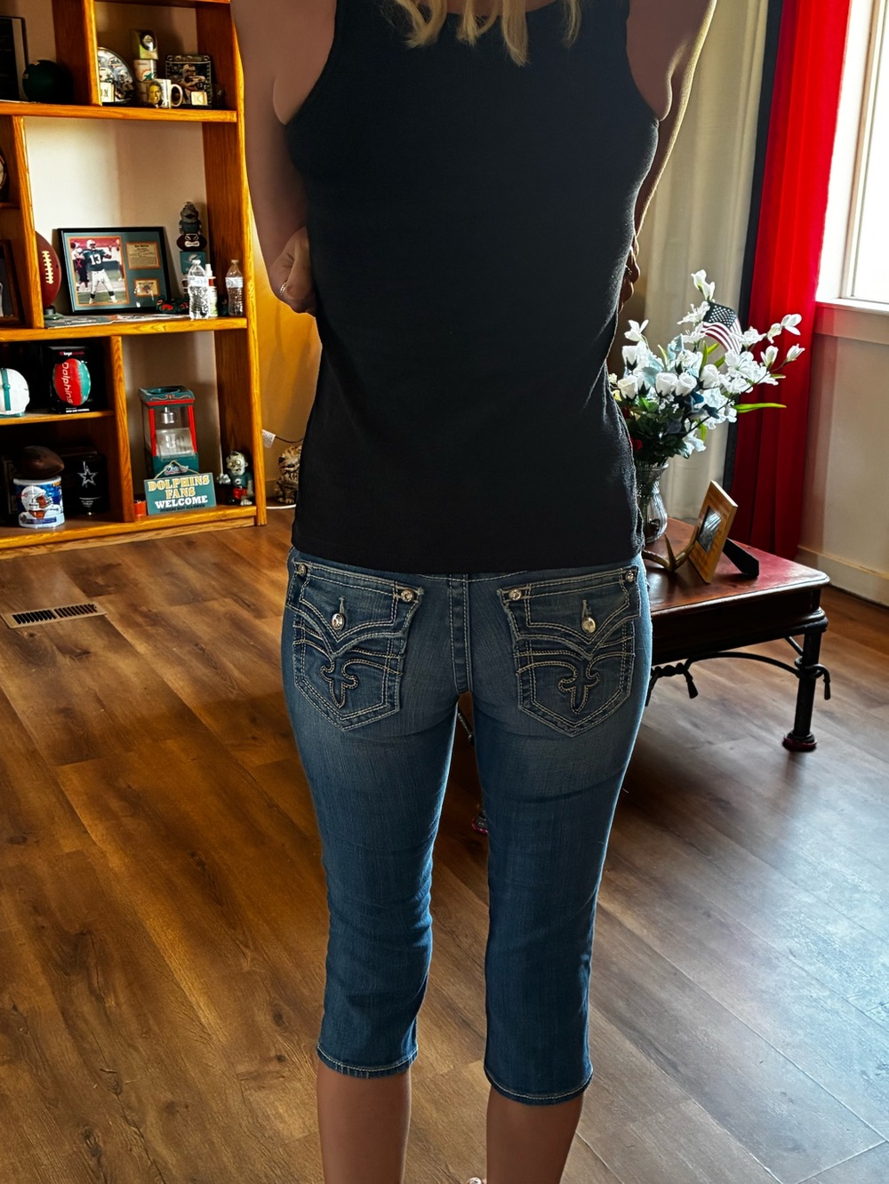 Rock Revival Women's Medium Blue Cropped Capri Jeans Y2K Fashion 28 - Picture 2 of 16